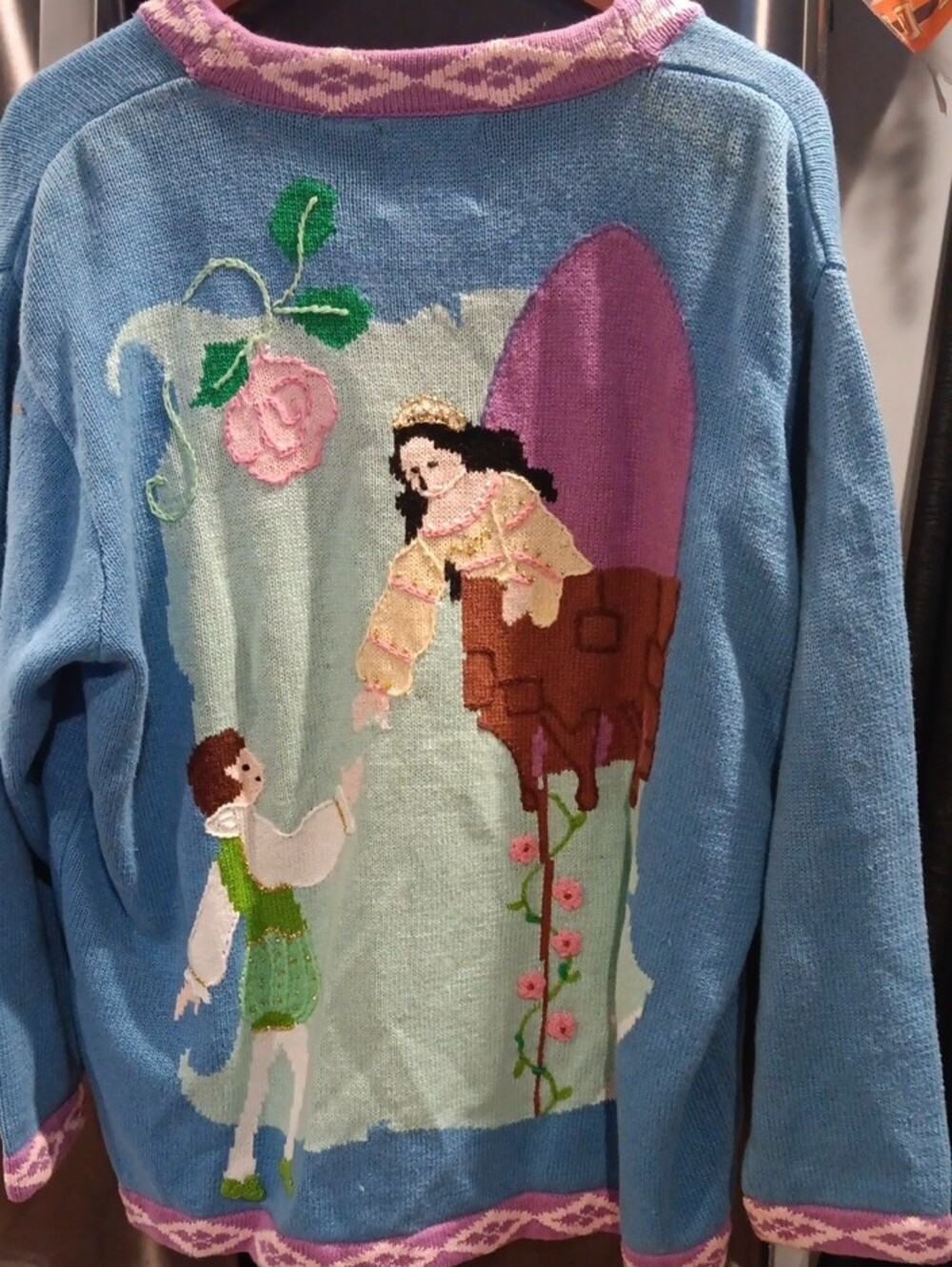 Storybook Knits Novelty Princess & Knight Cardigan - Blue, Pink, Green, Purple - Picture 2 of 6